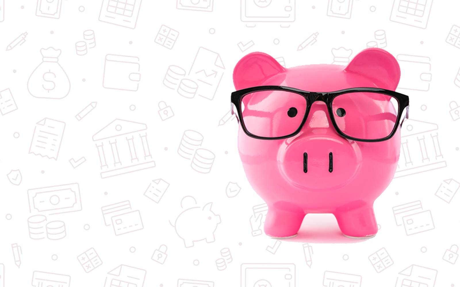 Piggy Bank on financial literacy icon backgroun