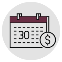 Calendar with dollar sign in coin icon